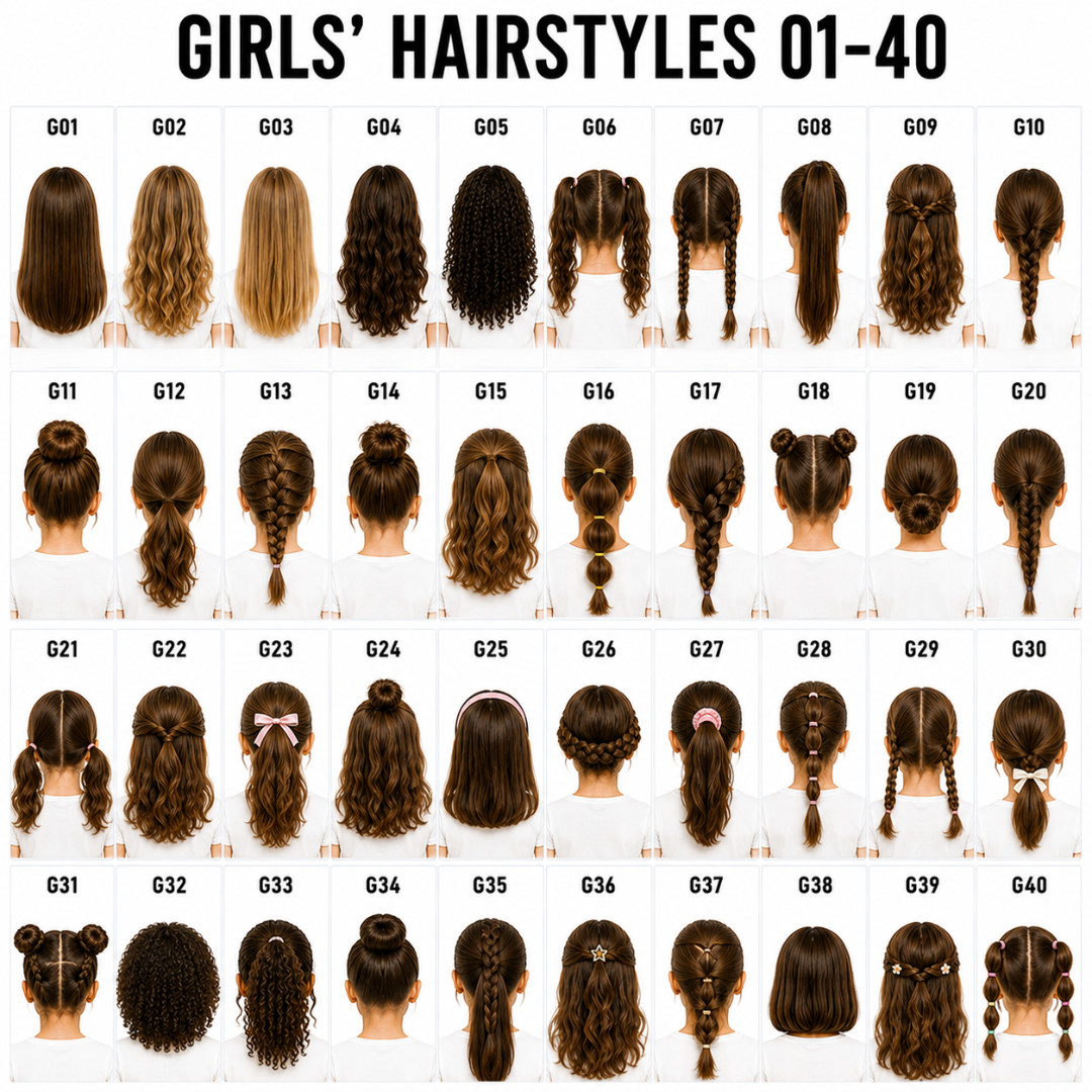 Girls' hairstyles 1 to 40